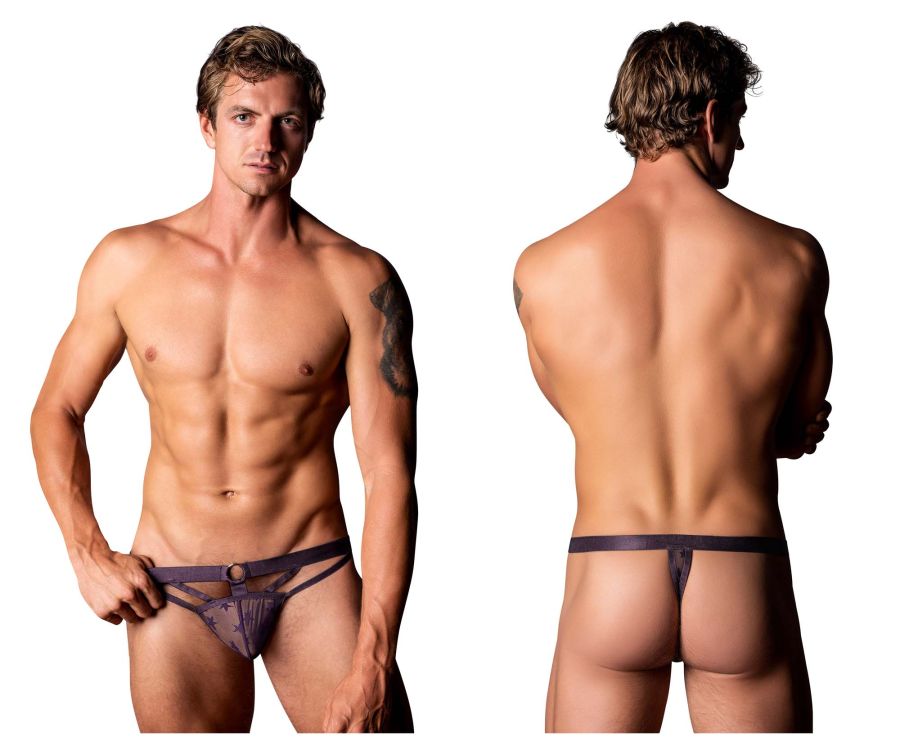 Male Power 416-291 Love Star Thong with Ring Color Purple - DealByEthan.gay loves Male Power