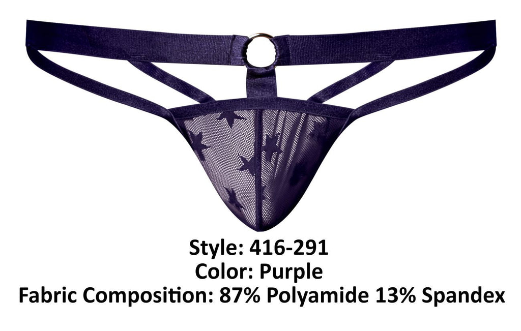 Male Power 416-291 Love Star Thong with Ring Color Purple - DealByEthan.gay loves Male Power