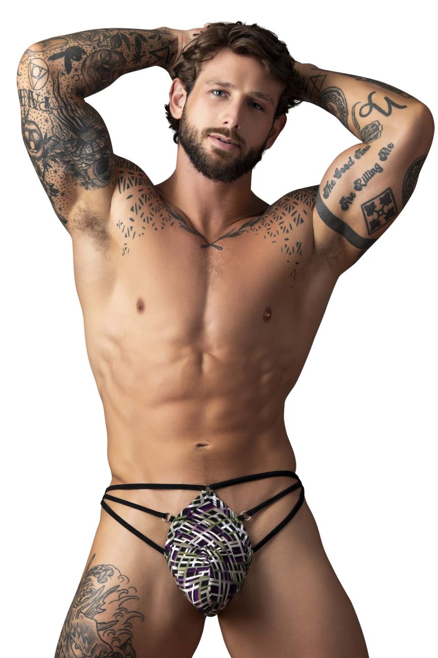 Male Power 419-303 Gridlocked Thong Straps-Rings Color Printed - DealByEthan.gay loves Male Power