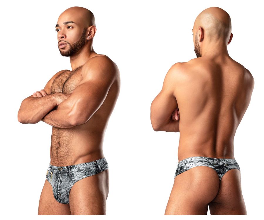 Male Power 440-286 Dirty Denim Thong Color Denim Print - DealByEthan.gay loves Male Power