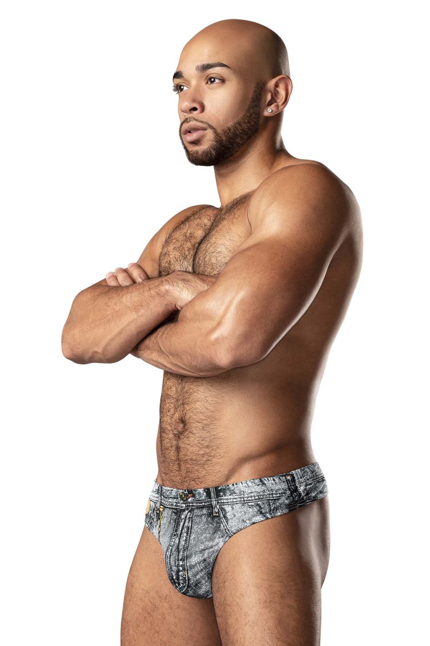 Male Power 440-286 Dirty Denim Thong Color Denim Print - DealByEthan.gay loves Male Power
