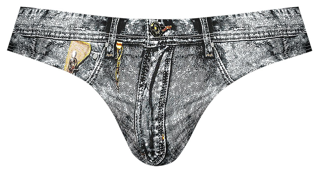 Male Power 440-286 Dirty Denim Thong Color Denim Print - DealByEthan.gay loves Male Power