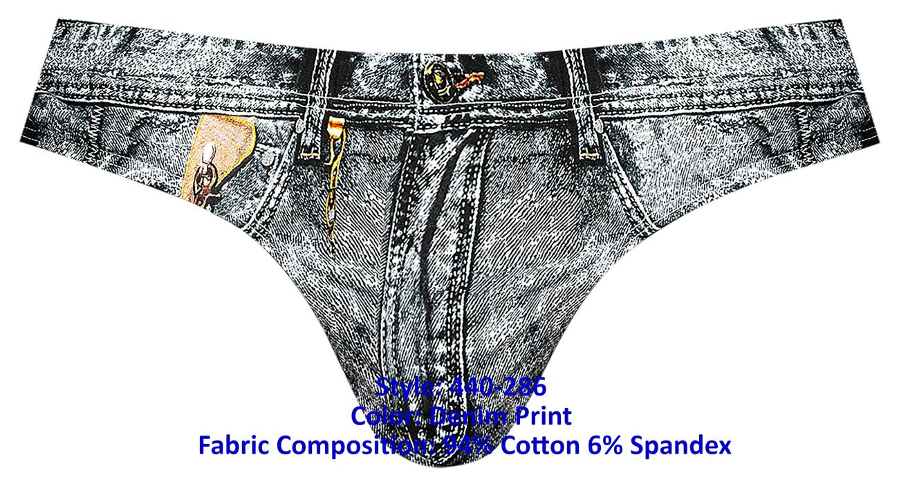 Male Power 440-286 Dirty Denim Thong Color Denim Print - DealByEthan.gay loves Male Power