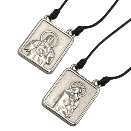 Männliches Skapulier mit Kordel in Anhänger Schwarz oder Silber - Herrenhalskette - Männerschmuck