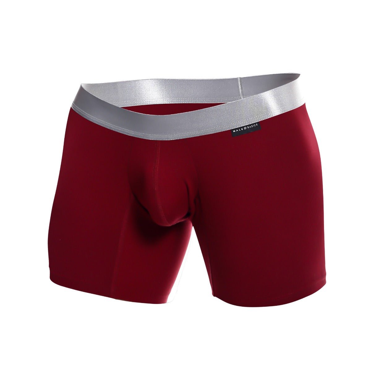 Malebasics boxer brief pima in red with silver waistband made from soft pima cotton for comfortable daily wear