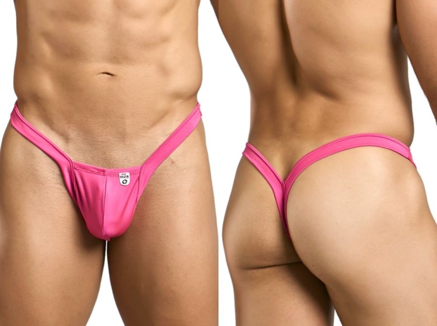 Malebasics mbl52 y buns thong in hot pink with sleek form-fitting design and small white logo on the front
