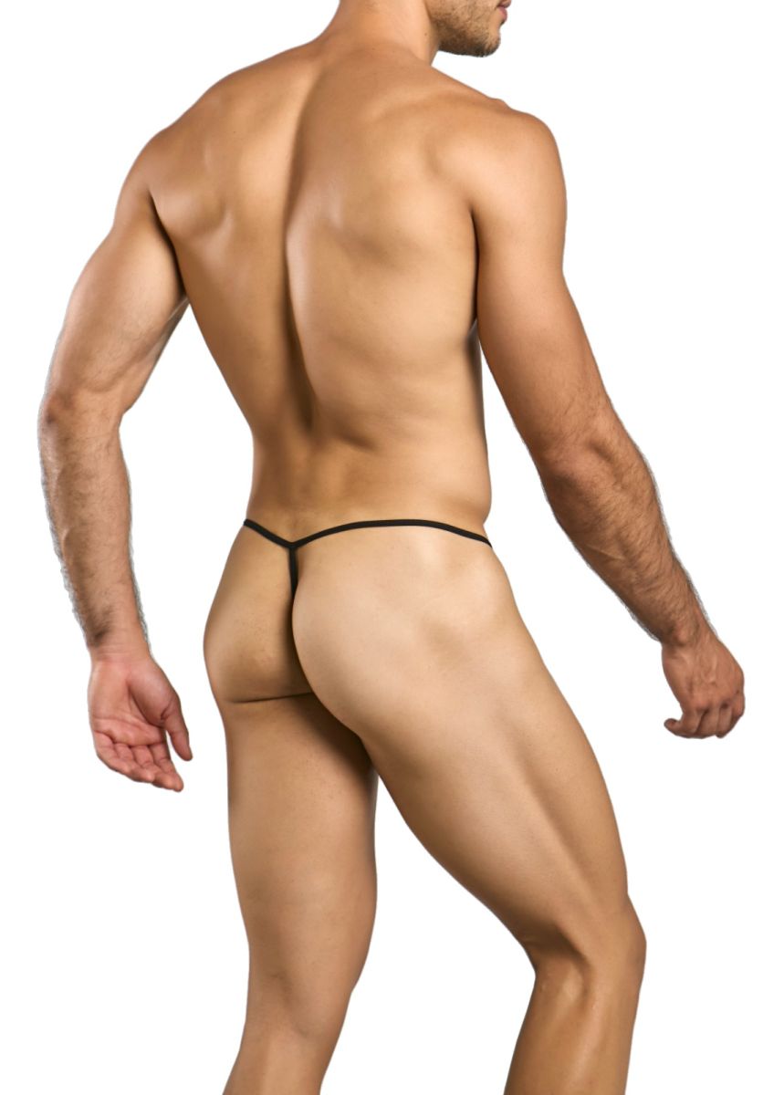 Black lace thong malebasics mbl59 with a thin sleek design showing the back side of the g-string product