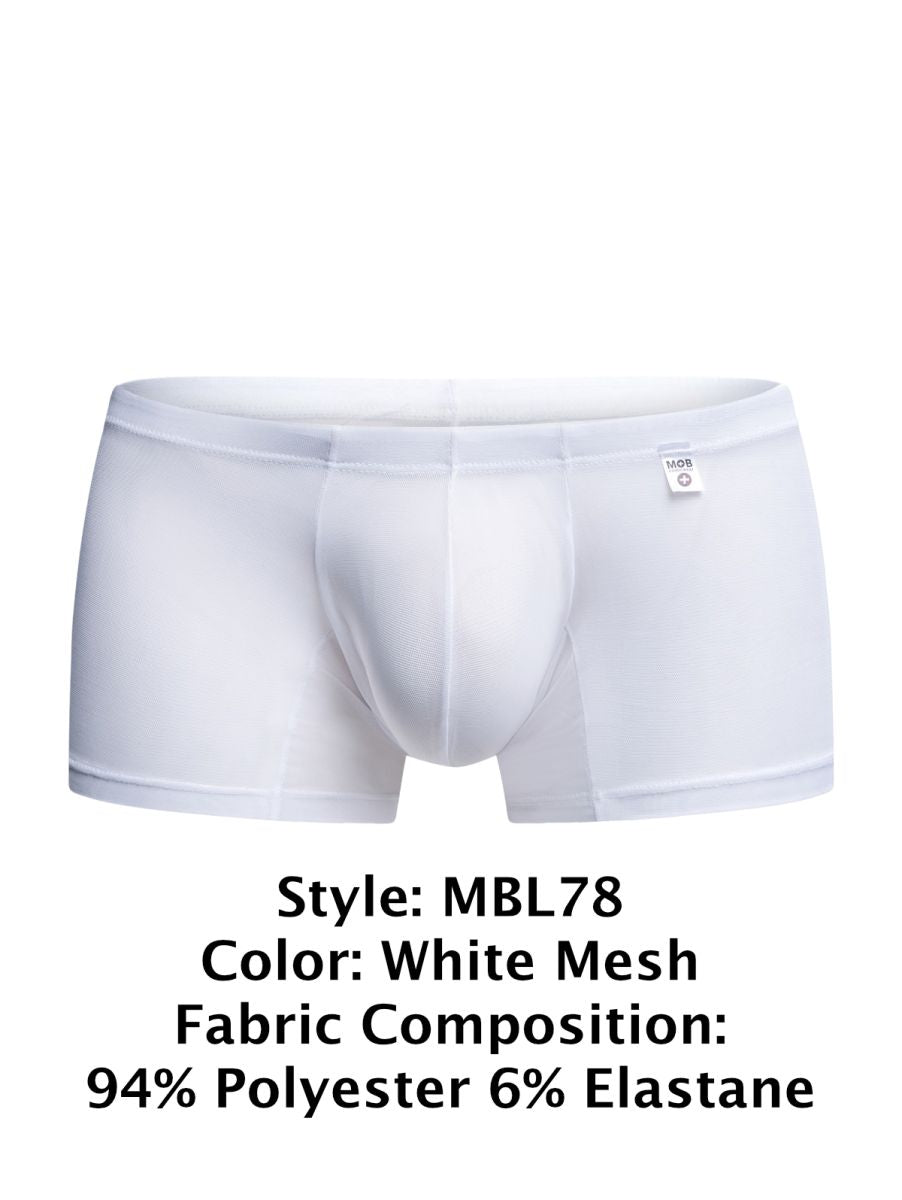 Malebasics mbl78 lace trunks white mesh briefs with sleek form-fitting design and subtle elastic waistband