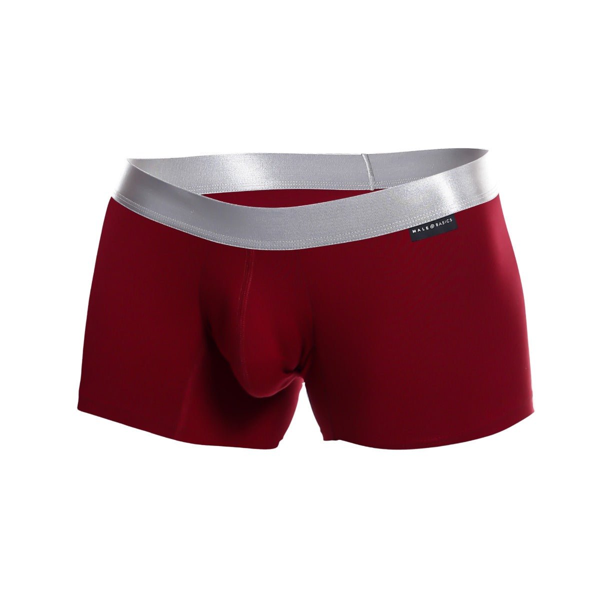 Red men’s boxer briefs with silver waistband made of pima cotton from male basics trunk pima collection