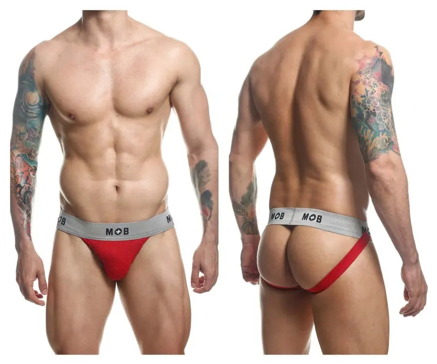 Ropa Interior de Hombre MaleBasics MBL107 Suspensorio Fetish Clásico MOB de 3 Pulgadas Color Rojo