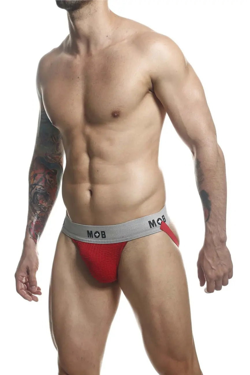 Ropa Interior de Hombre MaleBasics MBL107 Suspensorio Fetish Clásico MOB de 3 Pulgadas Color Rojo