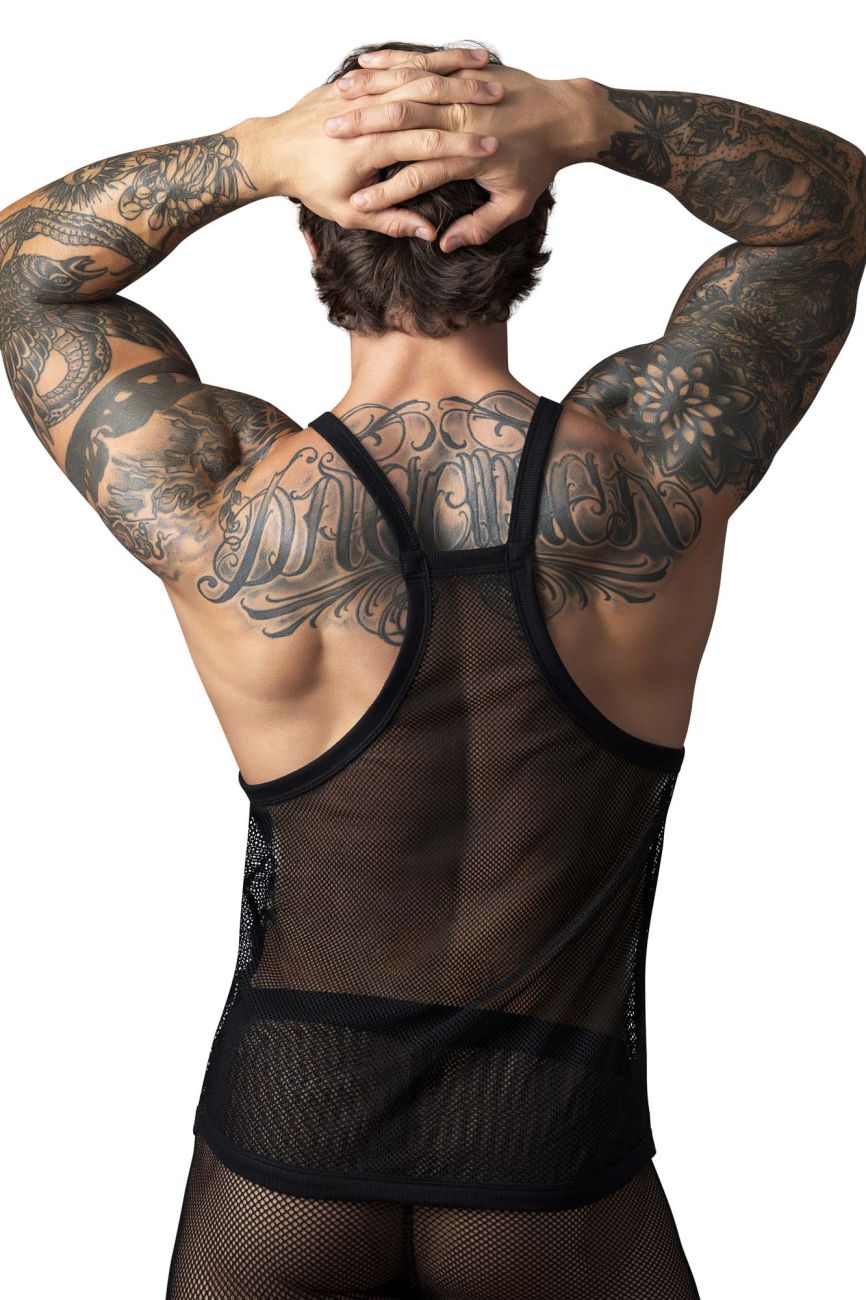 Camiseta sin mangas Male Power 110-11C Fishnet 2, color negro