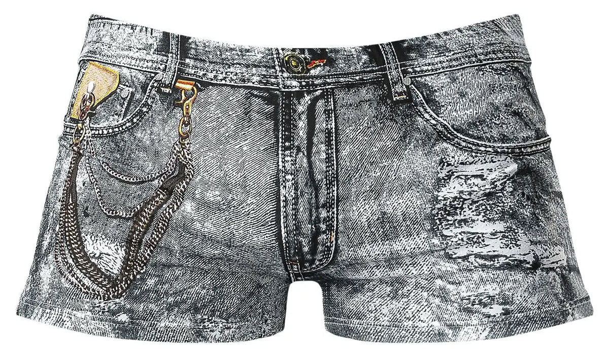 Ropa Interior Masculina Male Power 145-286 Dirty Denim Mini Short Color Estampado Denim