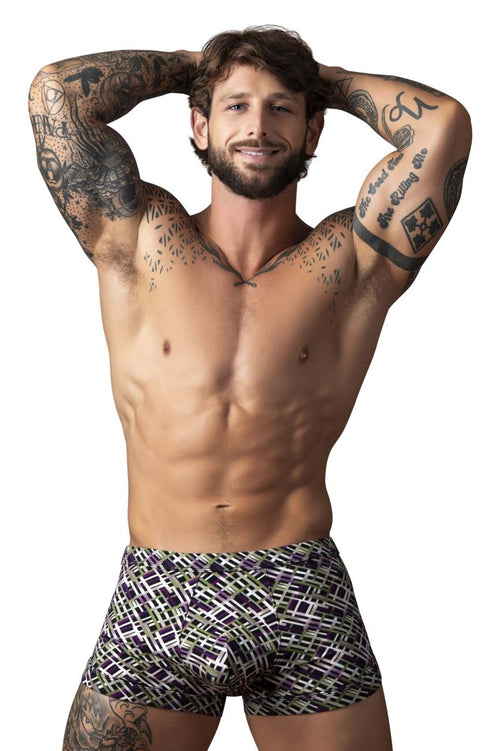 Male Power 148-303 Gridlocked Strappy Back Short Color Printed