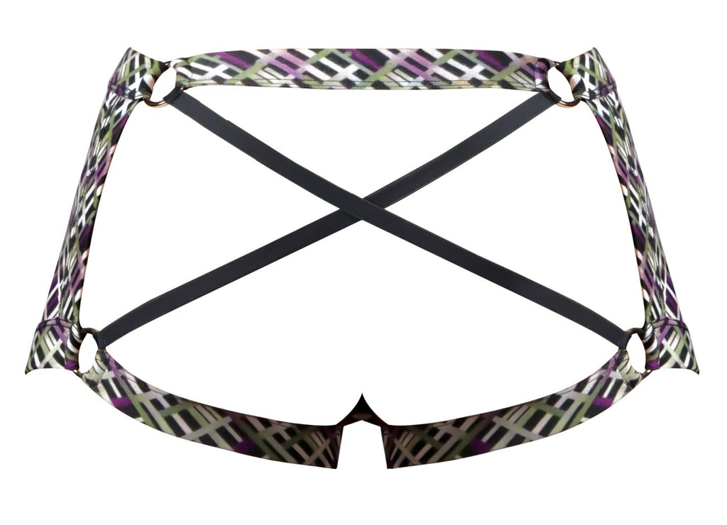 Male Power 148-303 Gridlocked Strappy Back Short Color Printed