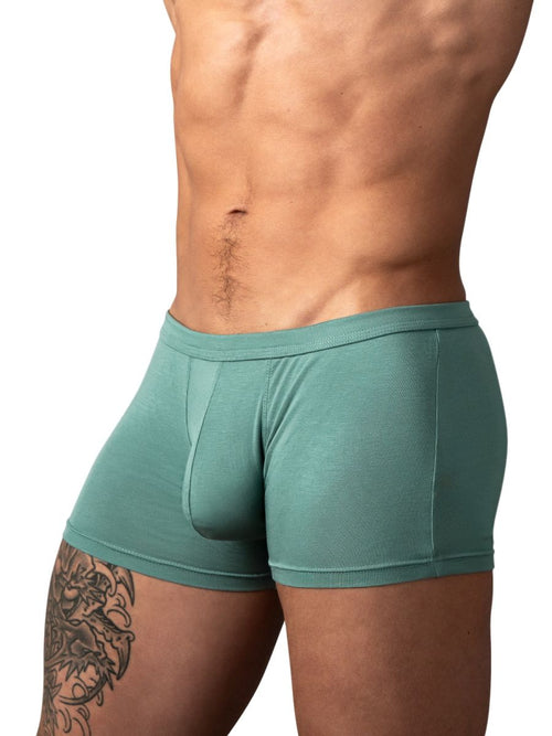 Green Male Power Eco Cozy pouch trunk underwear made of soft jersey fabric for daily comfort.