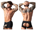 Male Power Men's Underwear 162-304 Open Ended Moonshine Short Open Front Elastic Cock Ring Color Black