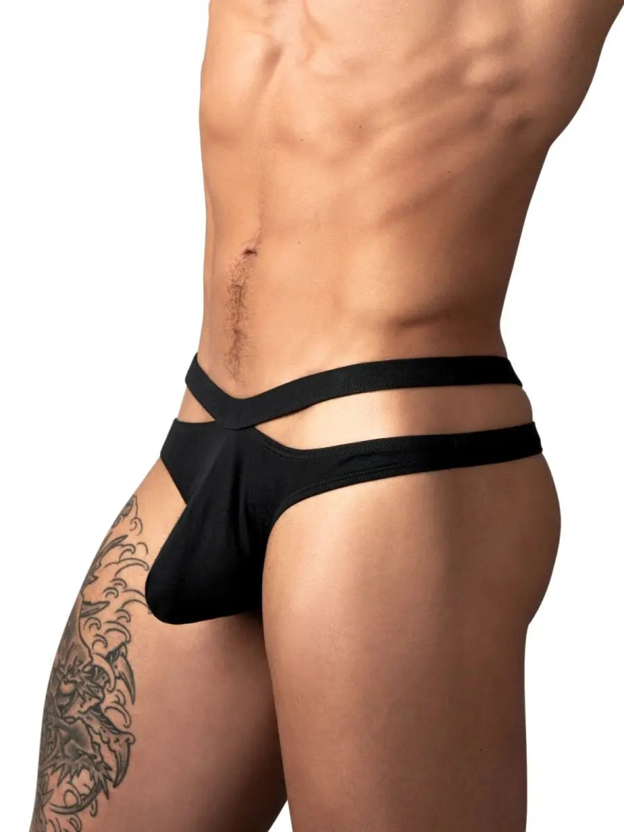Male Power Men's Underwear 237-308 Eco Cozy Cutout Thong Color Black