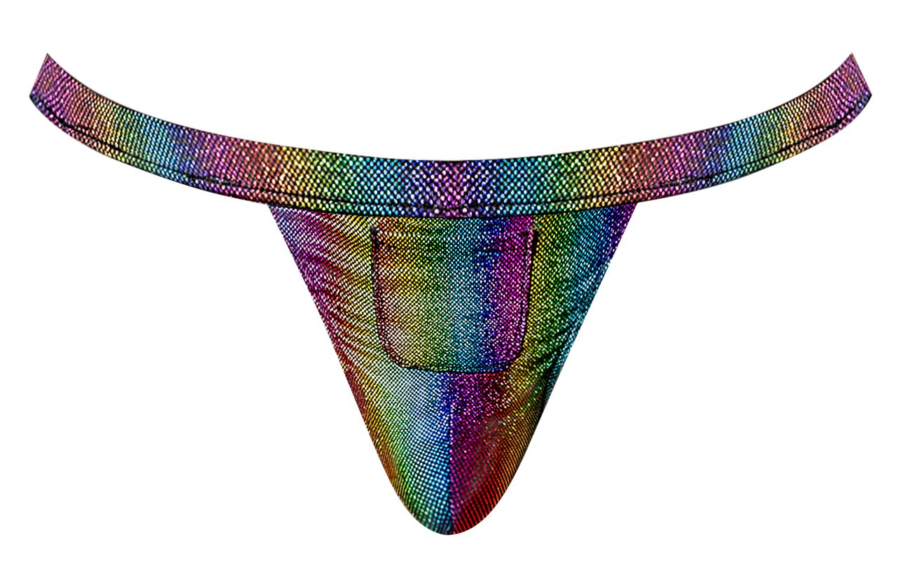 Male Power 347-297 Pack N Play Jock mit Kondomtasche vorne, Farbe Regenbogen
