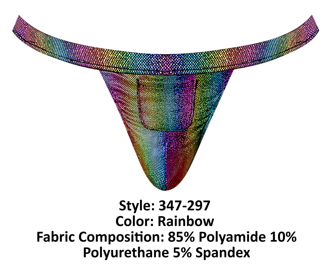 Male Power 347-297 Pack N Play Jock mit Kondomtasche vorne, Farbe Regenbogen