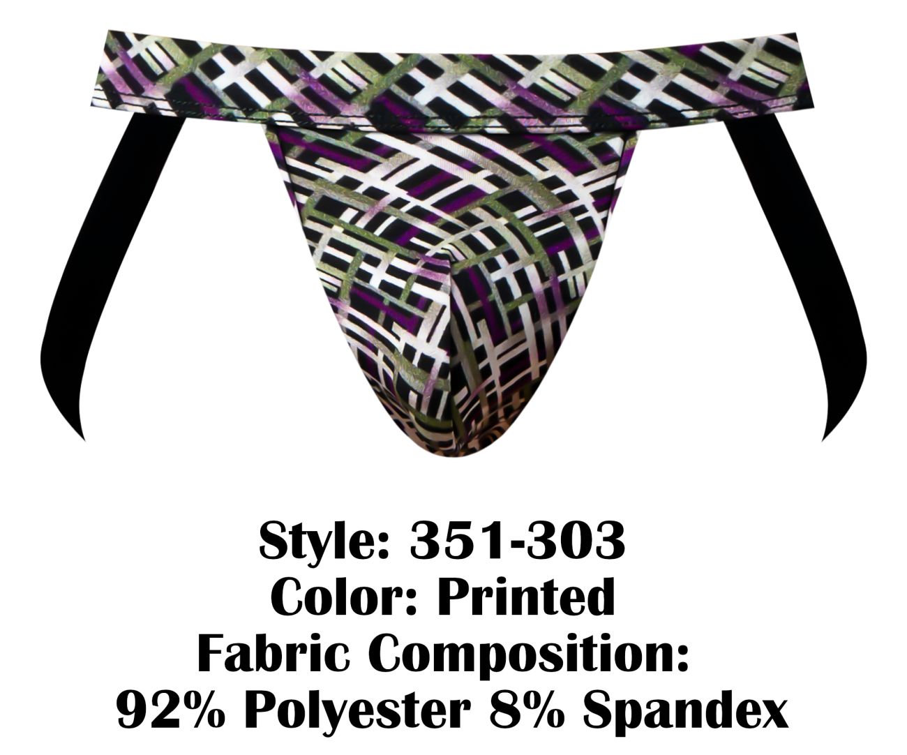Male Power 351-303 Gridlocked Strappy Ring Jock Color Printed