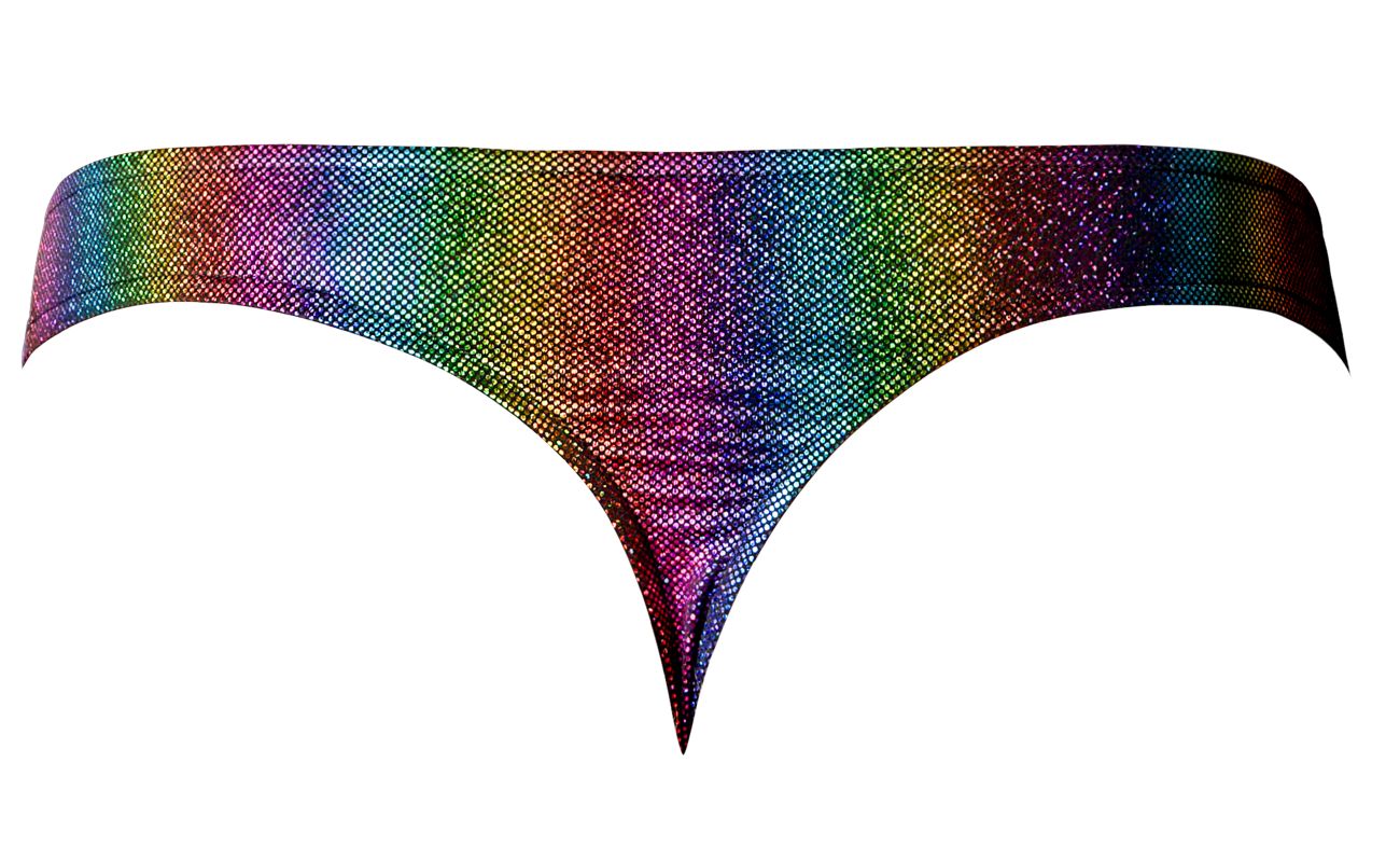 Male Power 421-297 Pack N Play Tanga mit Kondomtasche vorne, Farbe Regenbogen