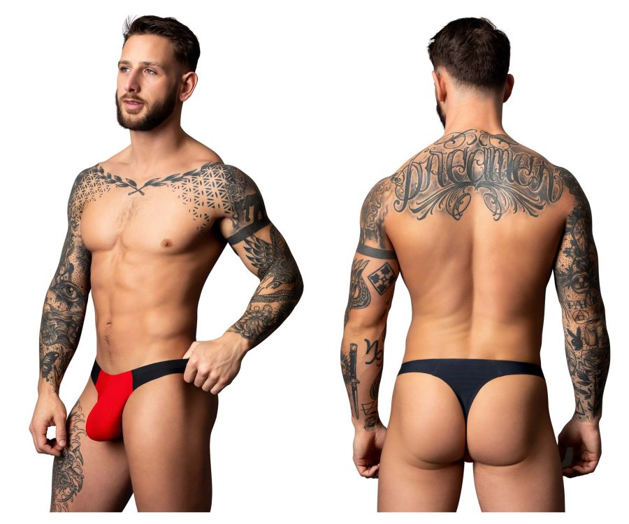 Male Power 442-300 Hot Mesh Bong Tanga Farbe Schwarz-Rot