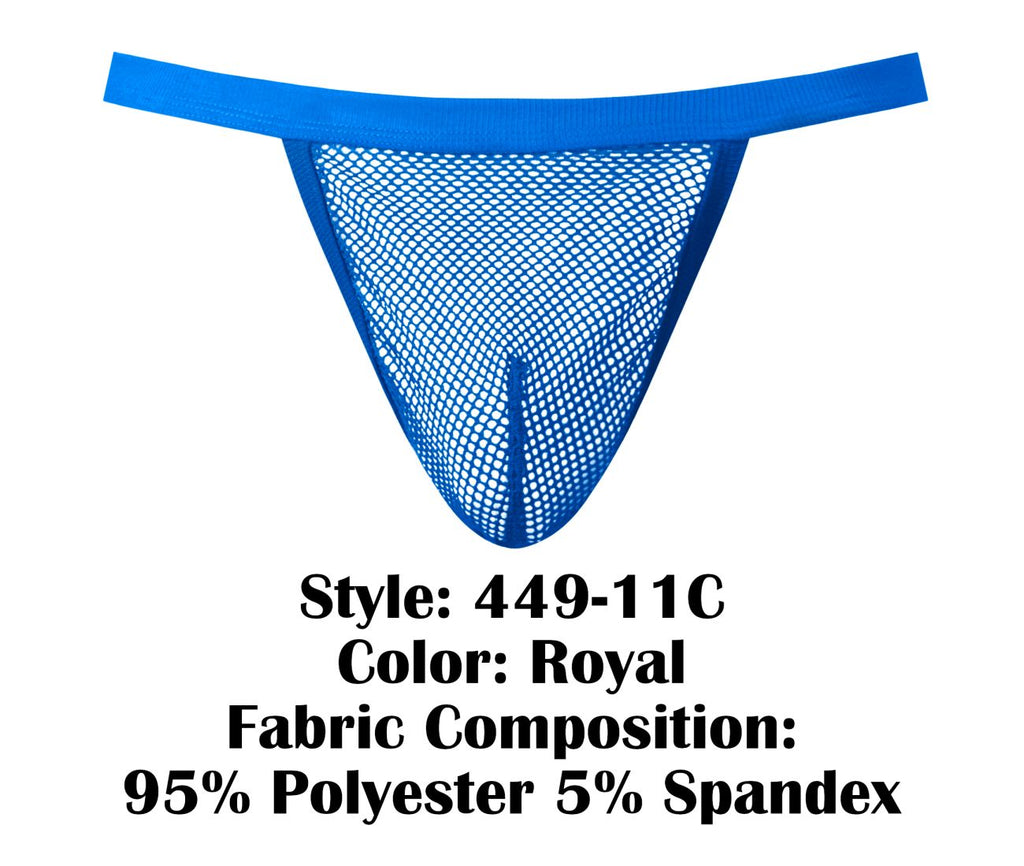 Tanga de rejilla Male Power 449-11C, color azul marino