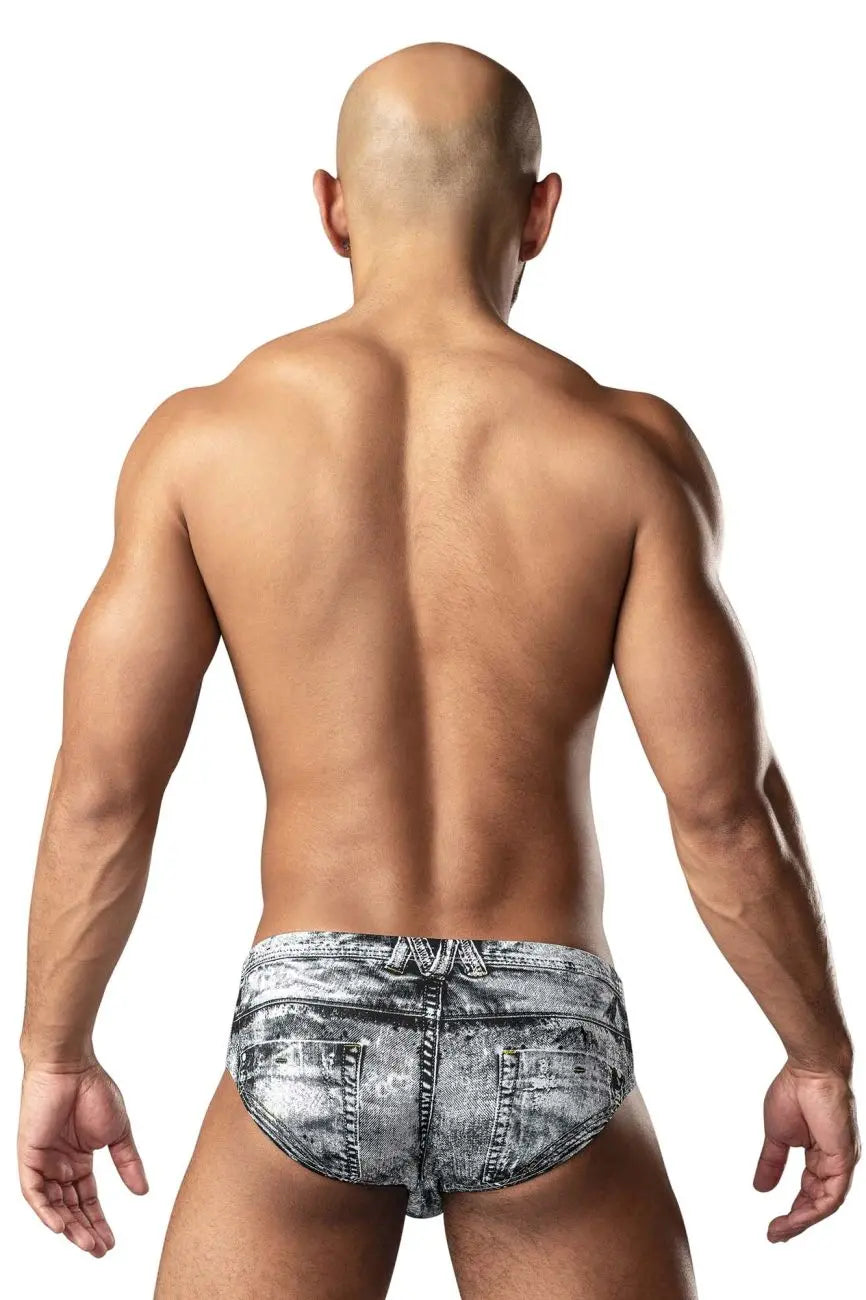 Ropa Interior Masculina Male Power 486-286 Bikini Dirty Denim Color Estampado Vaquero