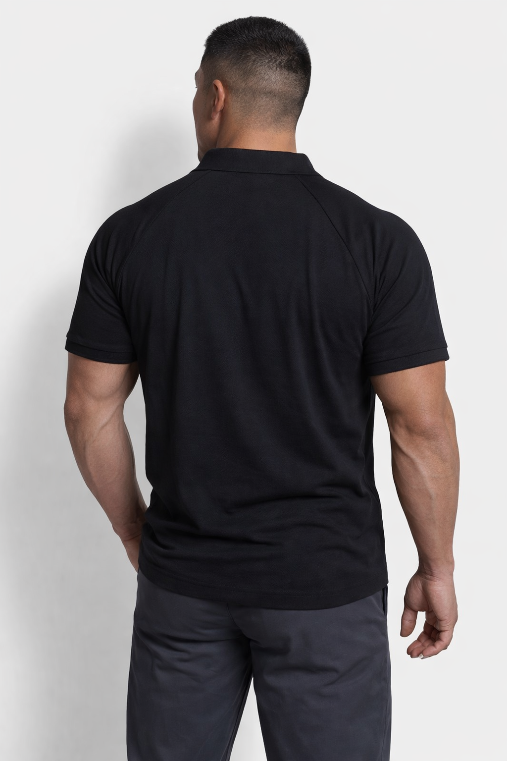 Polo Jed North Ajustado para Musculatura Prémium con Cremallera - Negro