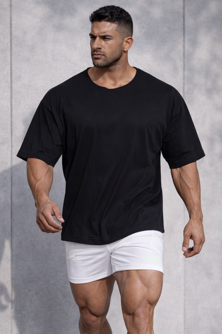Jed North Raw-Cut Boxy Crop Tee – Schwarz
