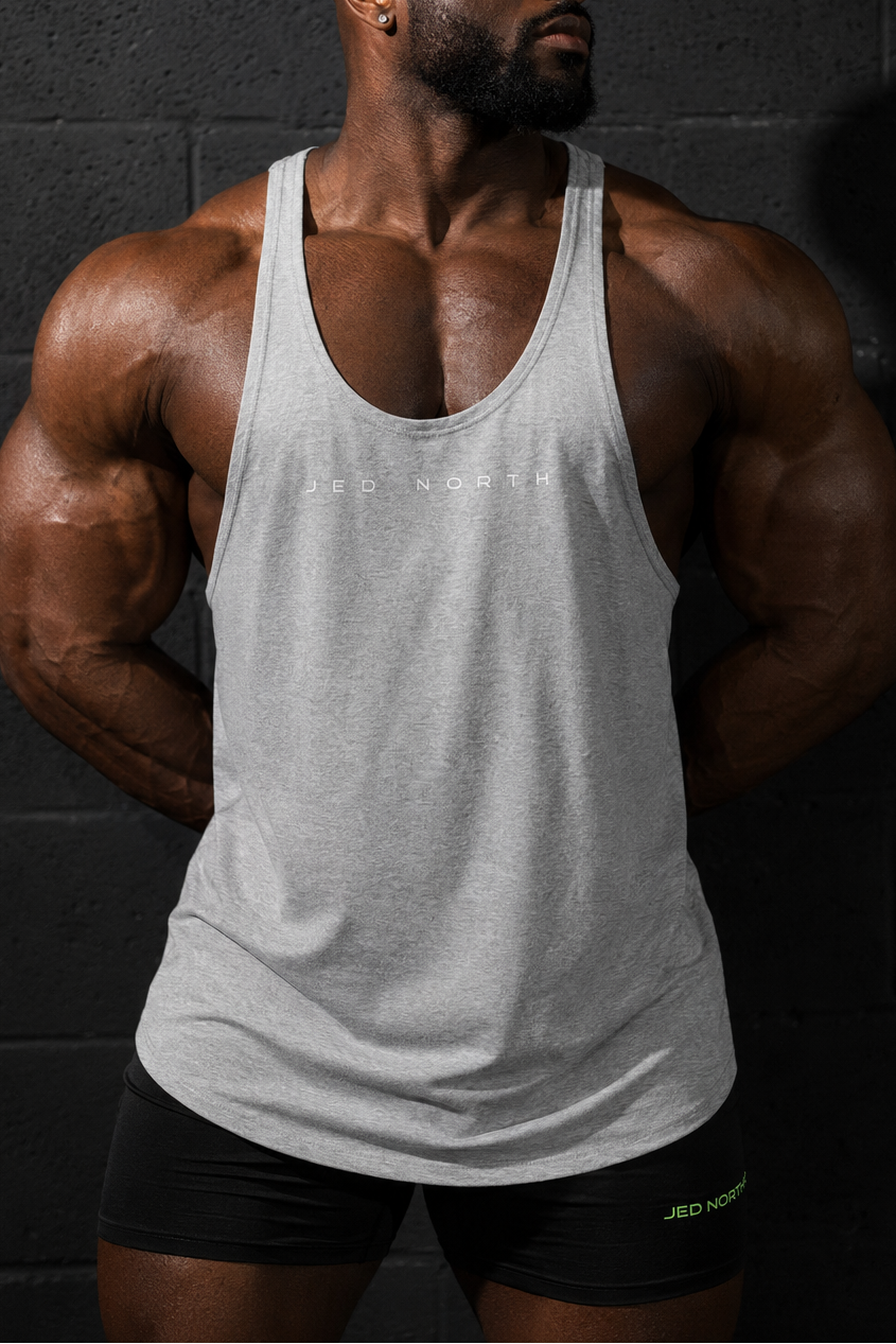 Jed North Classic Bodybuilding Racerback Stringer - Hellgrau