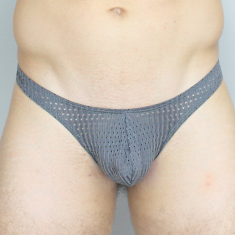 Gray mesh mckillop gggpl gravity enhance thong expose with subtle small perforations and breathable fabric design