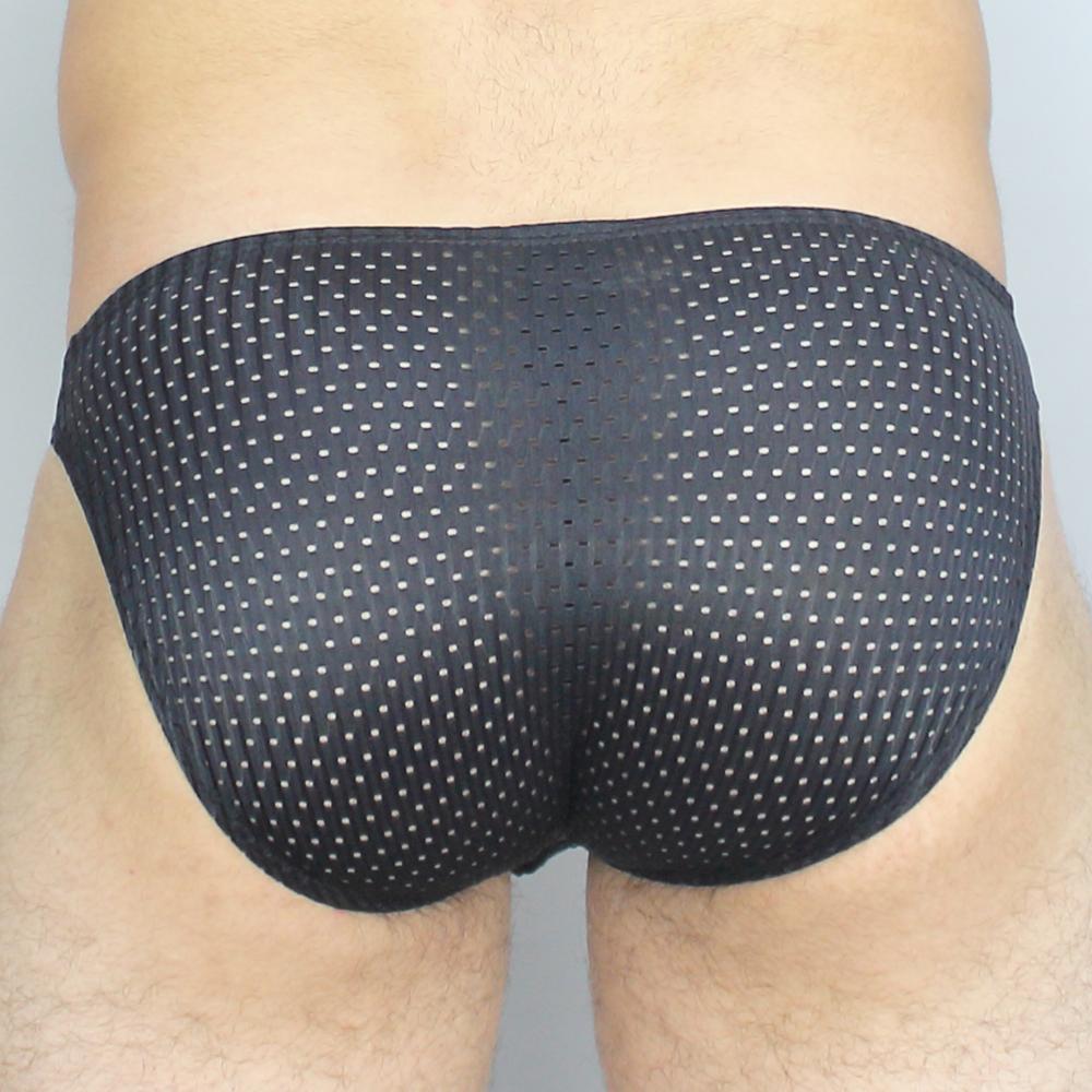 Black mesh mckillop mckgkpl bikini brief with subtle white dot pattern for comfortable everyday wear