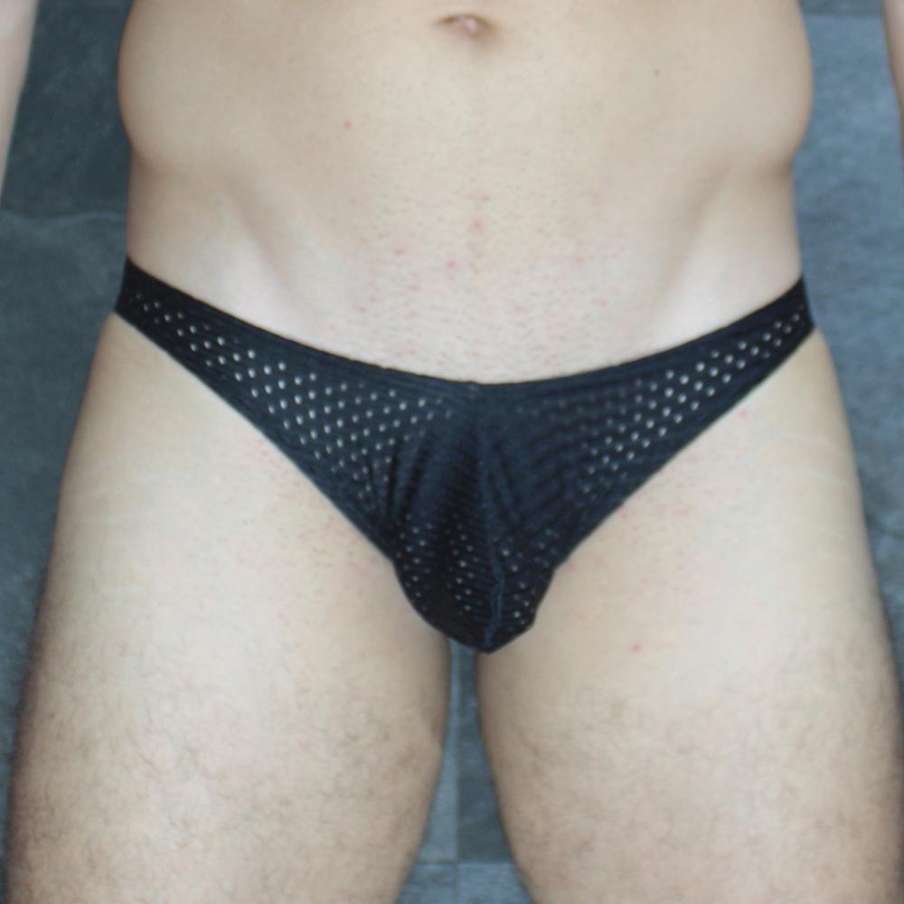 Black mesh mckillop mckvkpl bikini brief with perforated design showcasing breathable fabric and stylish look
