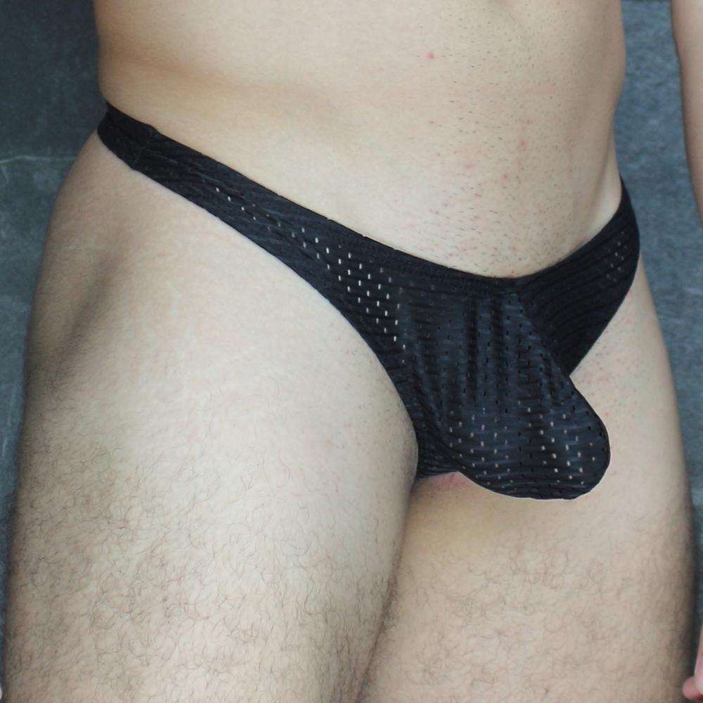 Black mesh briefs with a supportive contoured design from Mckillop MCKVTPL thong showing the front side