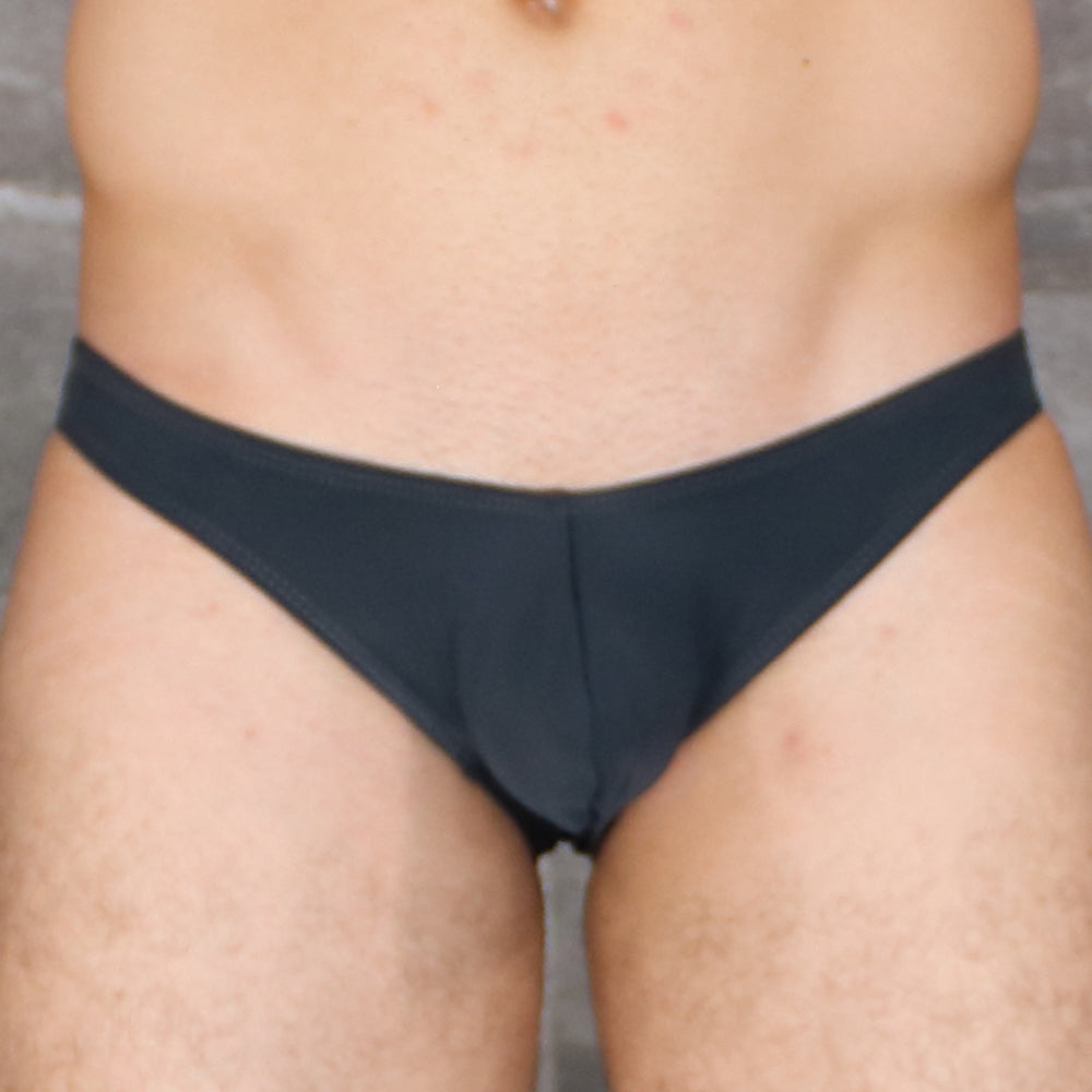 Black seamless hoist bikini briefs with low-rise cut and smooth fabric finish from mckillop vkds ta2 naked collection