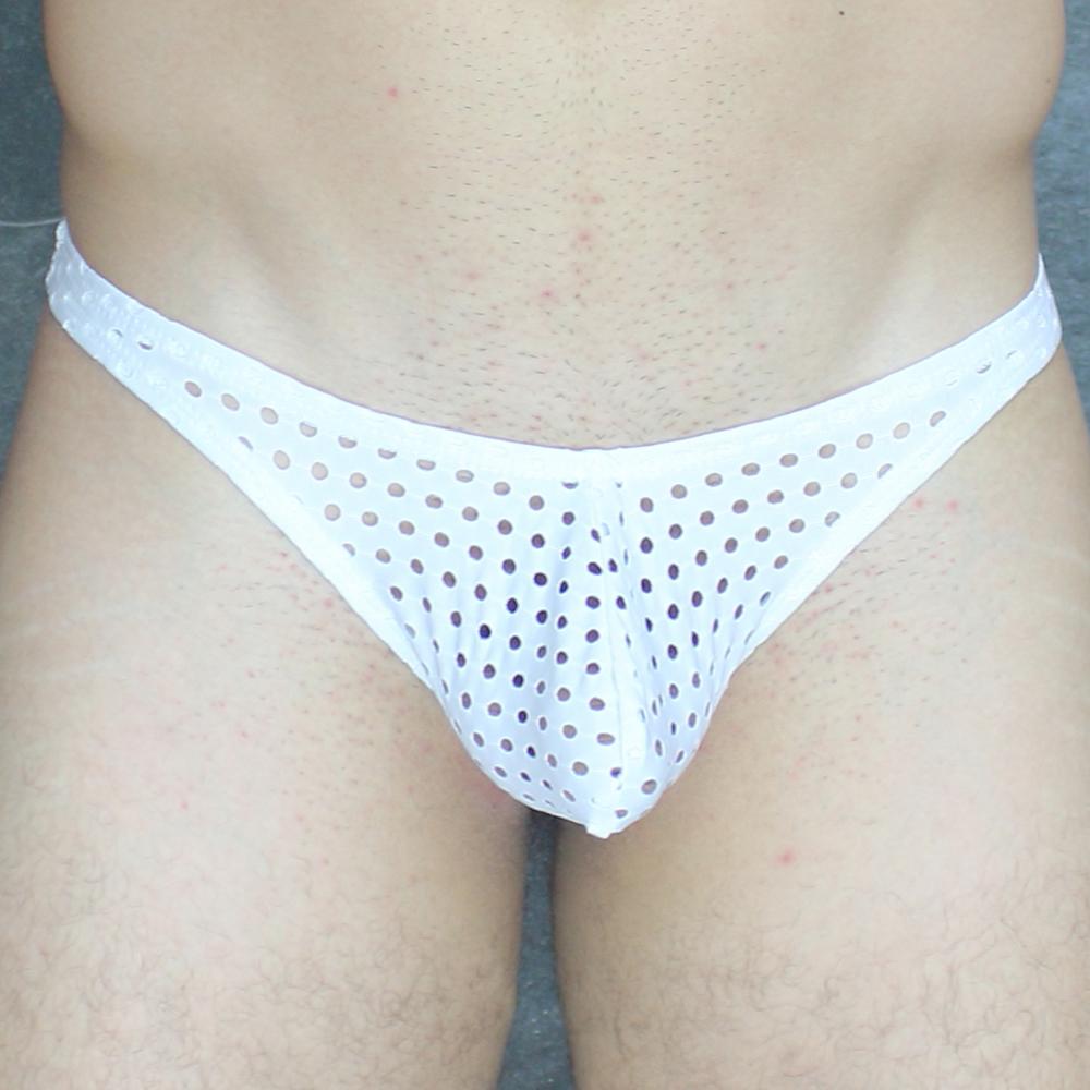 White perforated mesh mckillop vthq hoist thong glory lycra briefs with triangular design