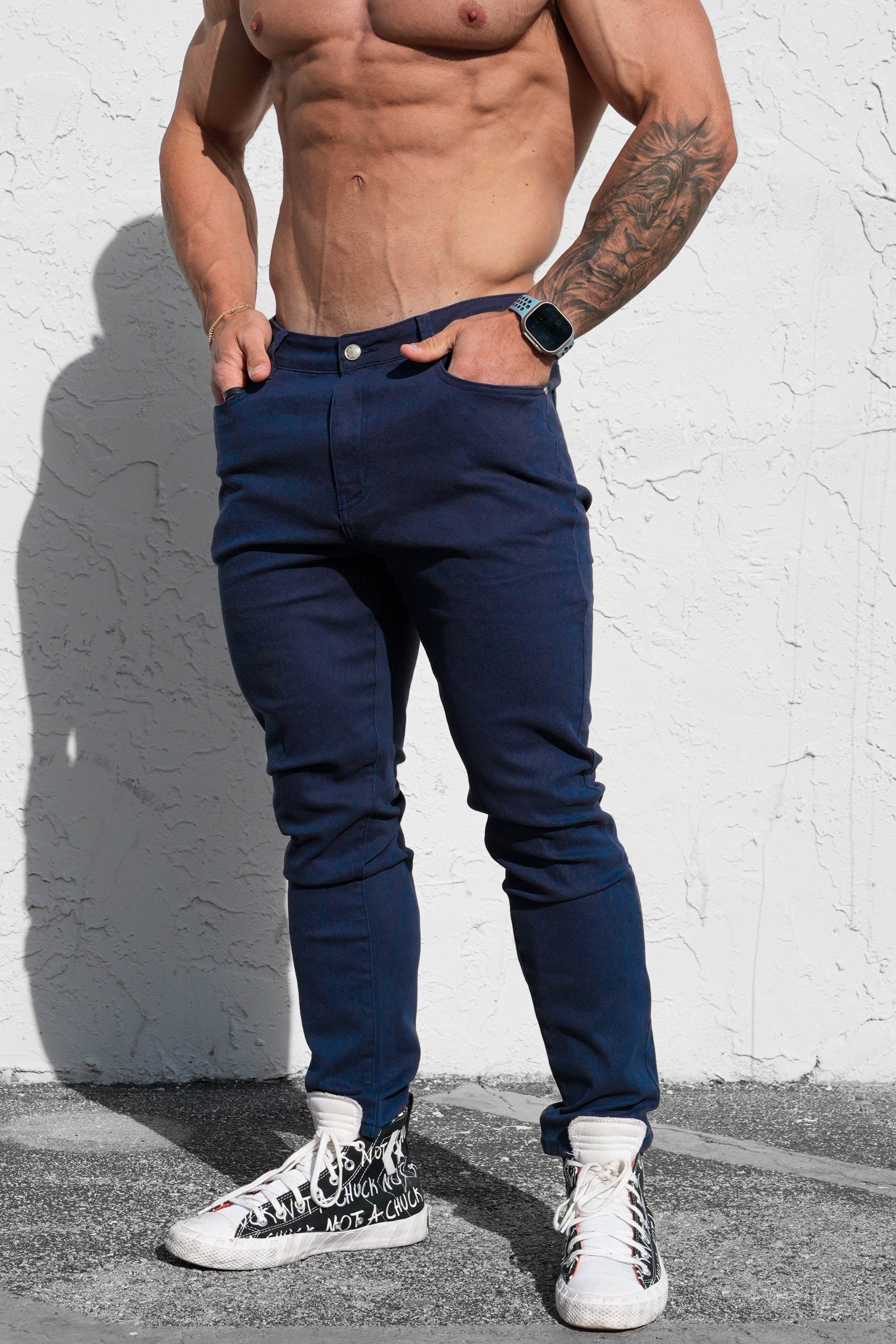 Men's Fitted Stretchy Pants - Navy - DealByEthan.gay loves Jed North