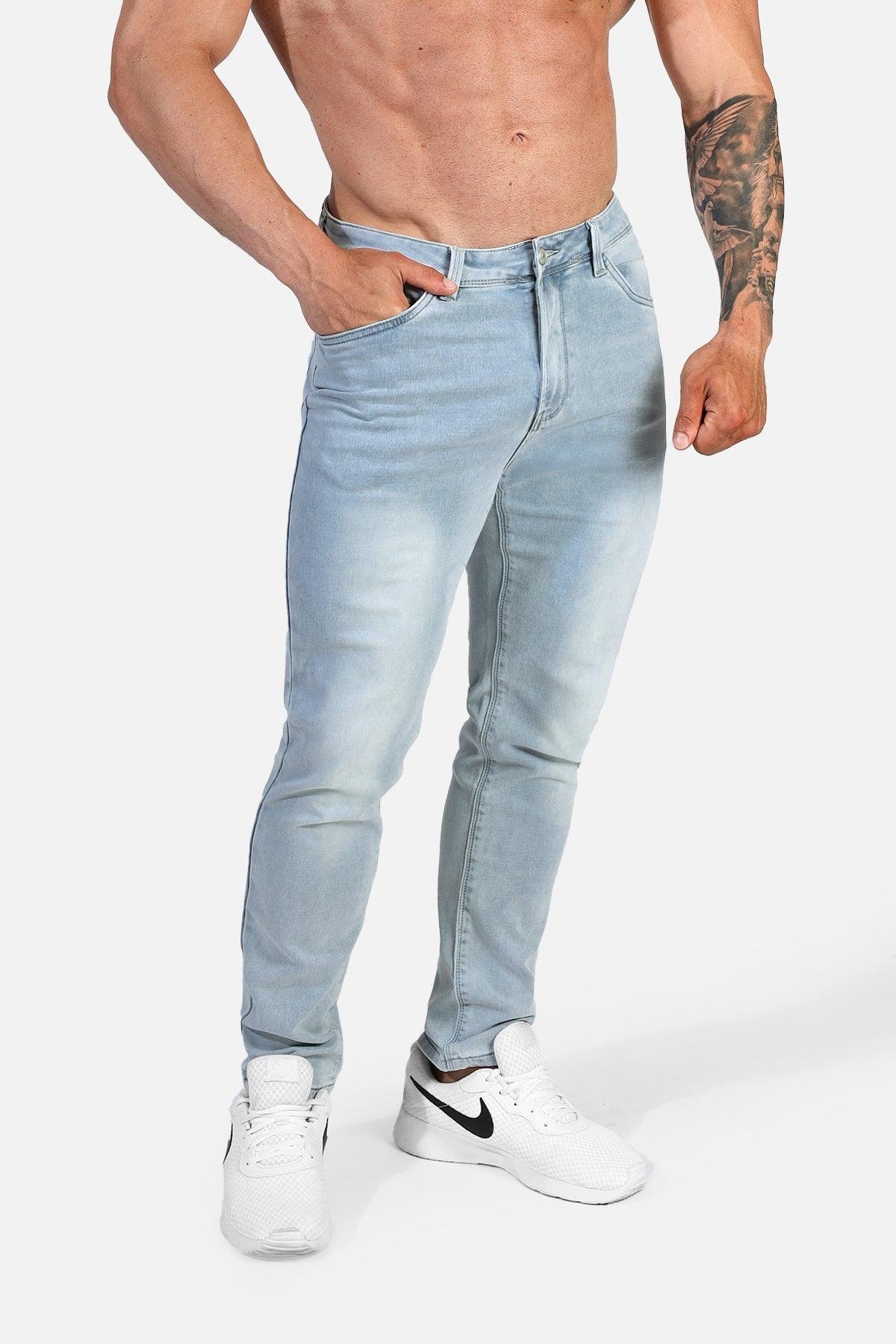 Men's Premium Fitted Stretchy Jeans - Faded Light Blue - DealByEthan.gay loves Jed North