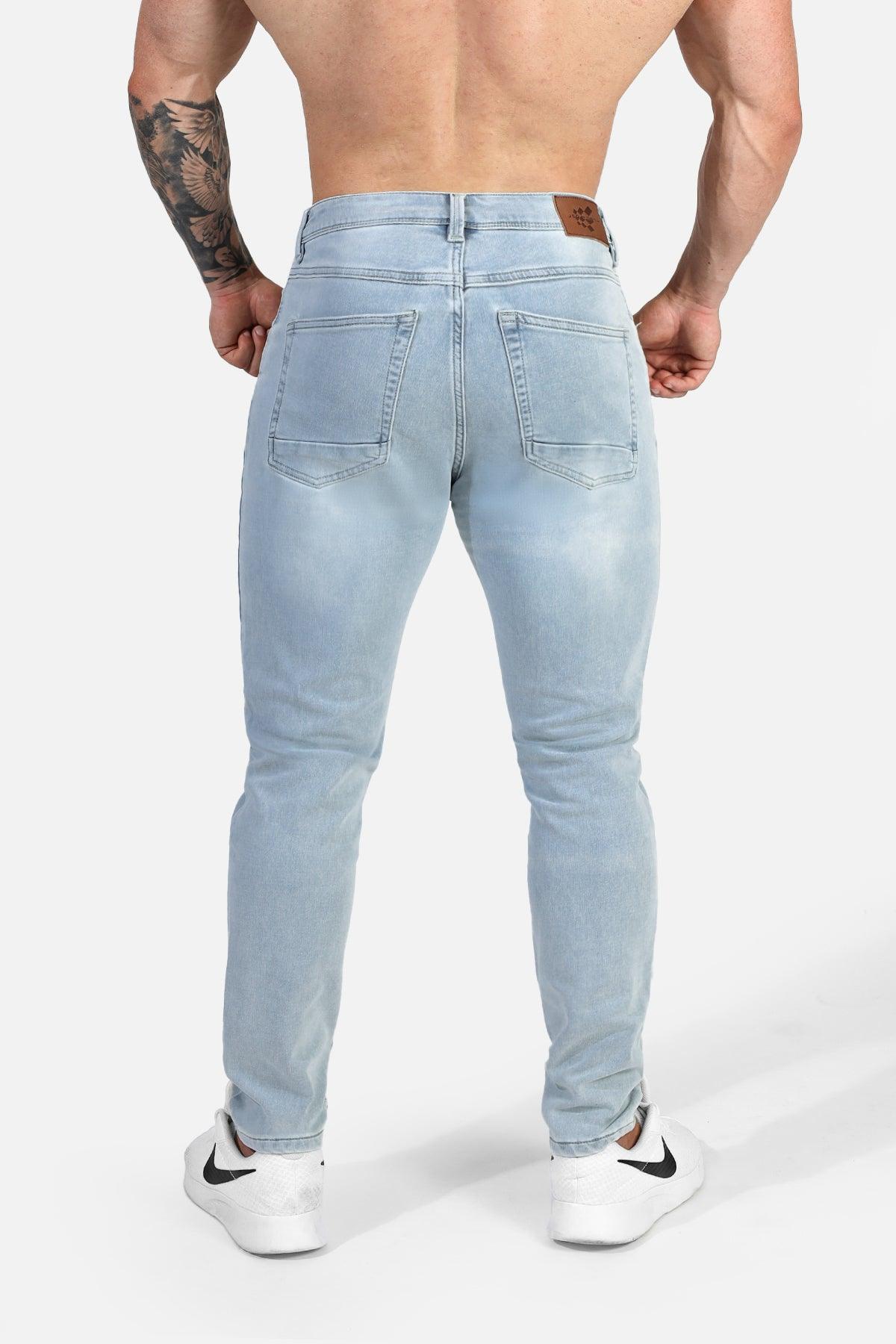 Men's Premium Fitted Stretchy Jeans - Faded Light Blue - DealByEthan.gay loves Jed North