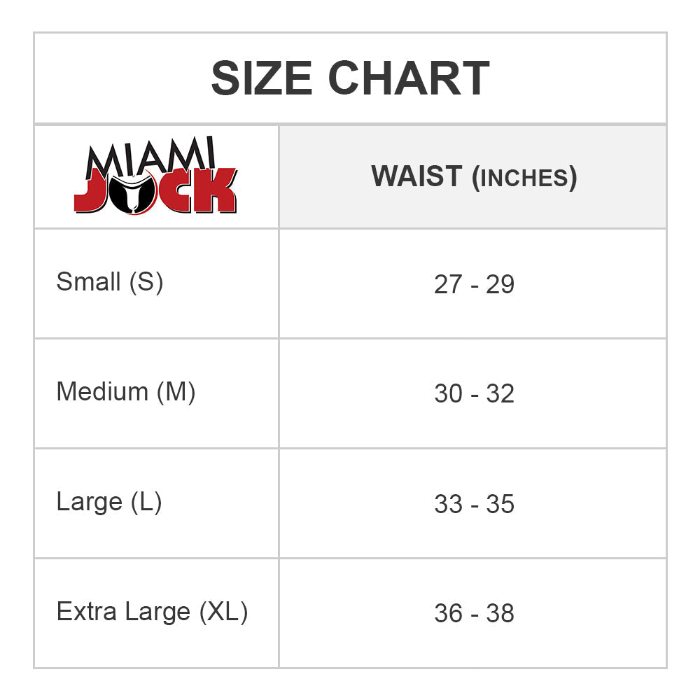 Miami jock mjl008 perfect combination g-string waist size chart in inches for accurate fitting and comfort