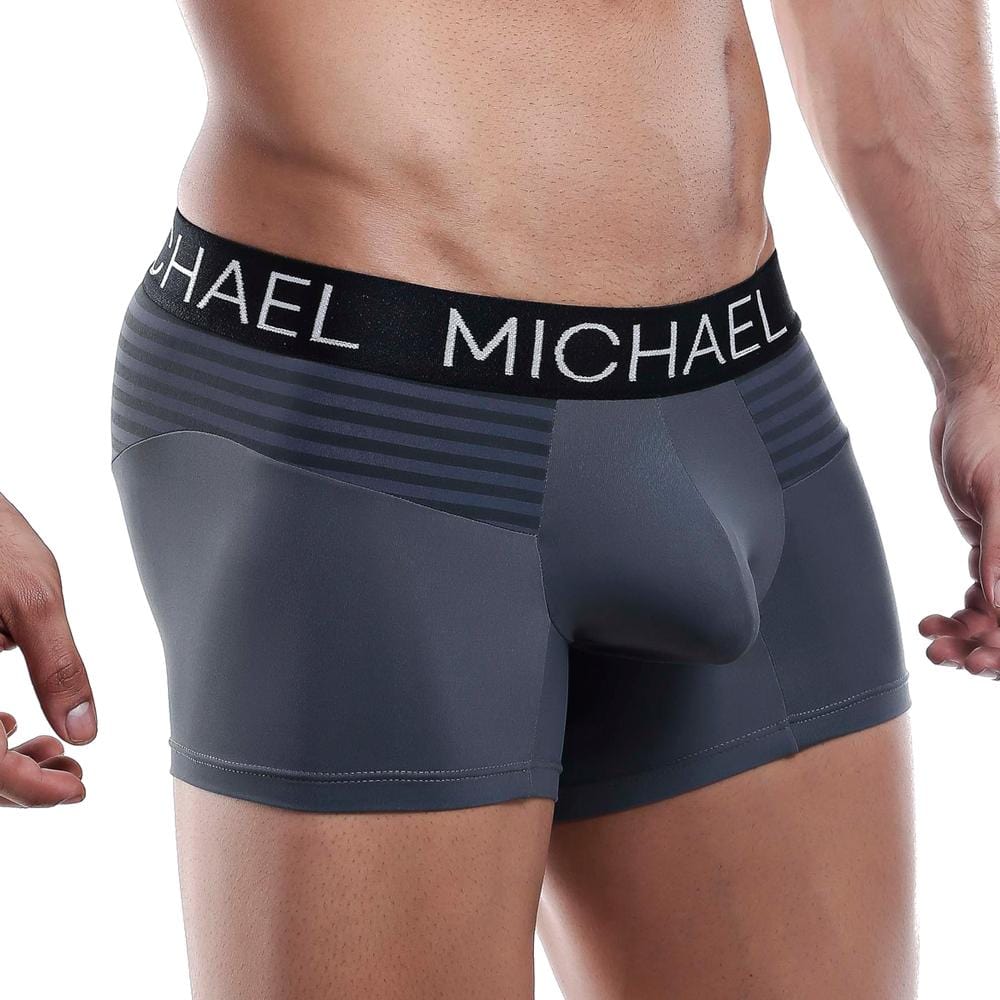Dark gray michael michael kors boxer trunk with black waistband and white lettering for comfortable daily wear