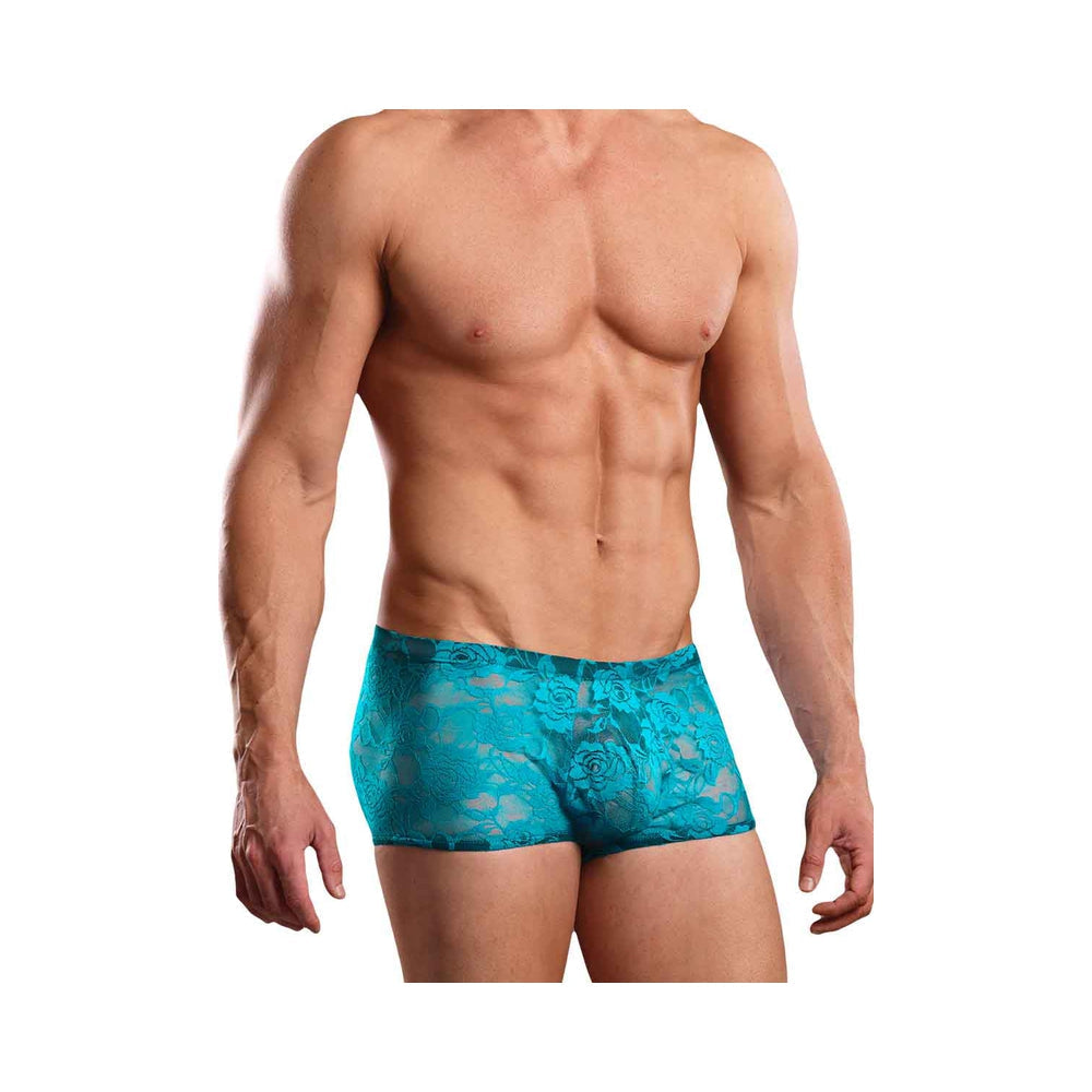 Mini Shorts Neon Lace Turquoise Blue Small - DealByEthan.gay loves Male Power