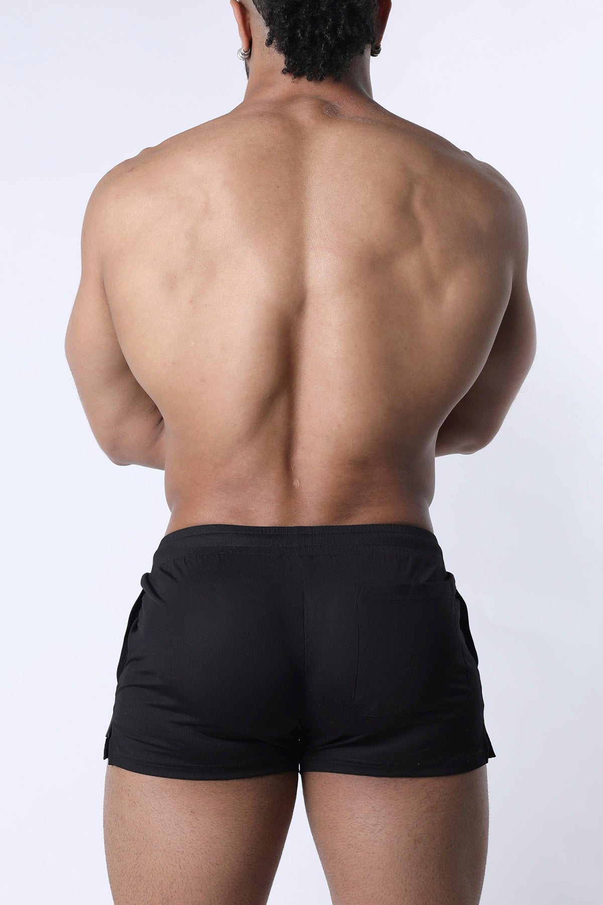 Black muzzle up athletic short with sleek form-fitting design ideal for sports and workouts