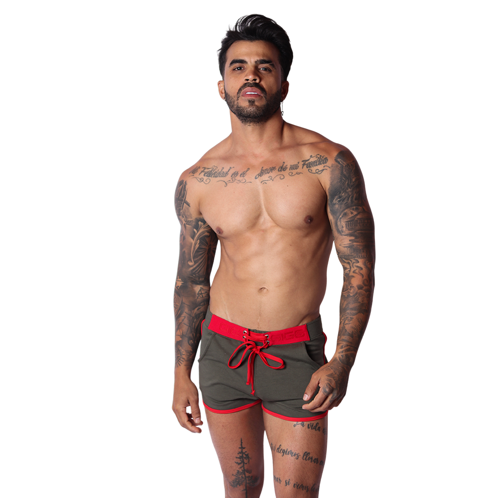 Nafts Green Shorts on model by Gigo Underwear
