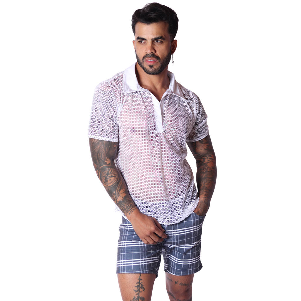 Net White Shirt on model by Gigo Underwear