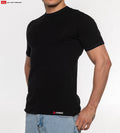 Black short-sleeved crew neck t-shirt from go softwear no sweat tee made of breathable soft fabric