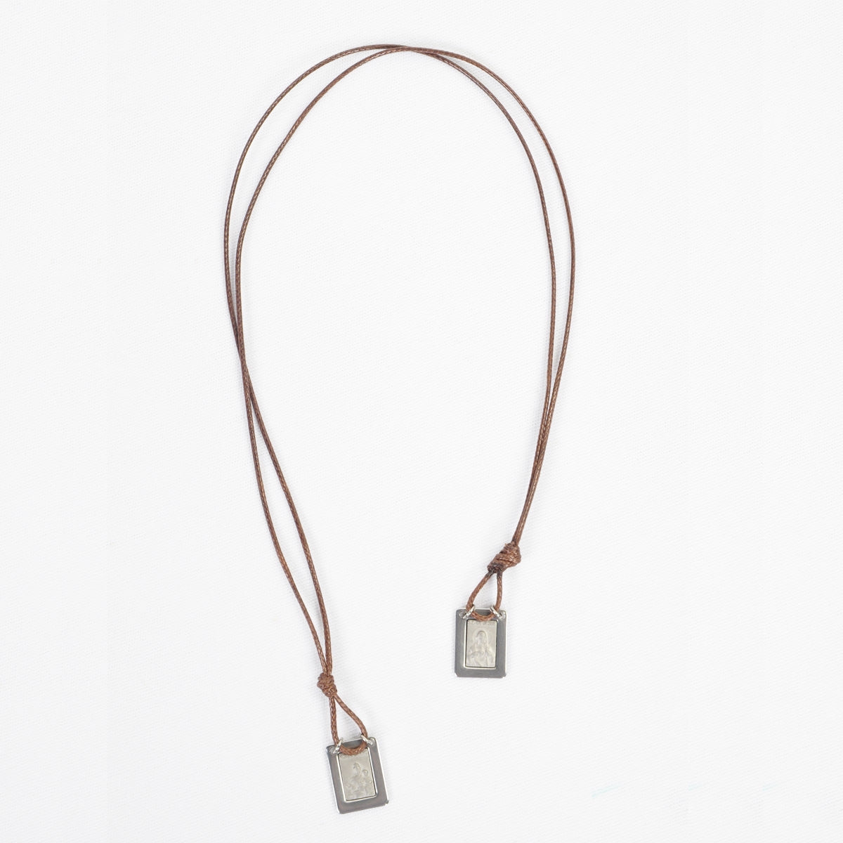 Our Lady of the Carmel Scapular with brown leather cord - Men's Necklace - Male Jewelry - DealByEthan.gay loves CA-RIO-CA Sunga Co.