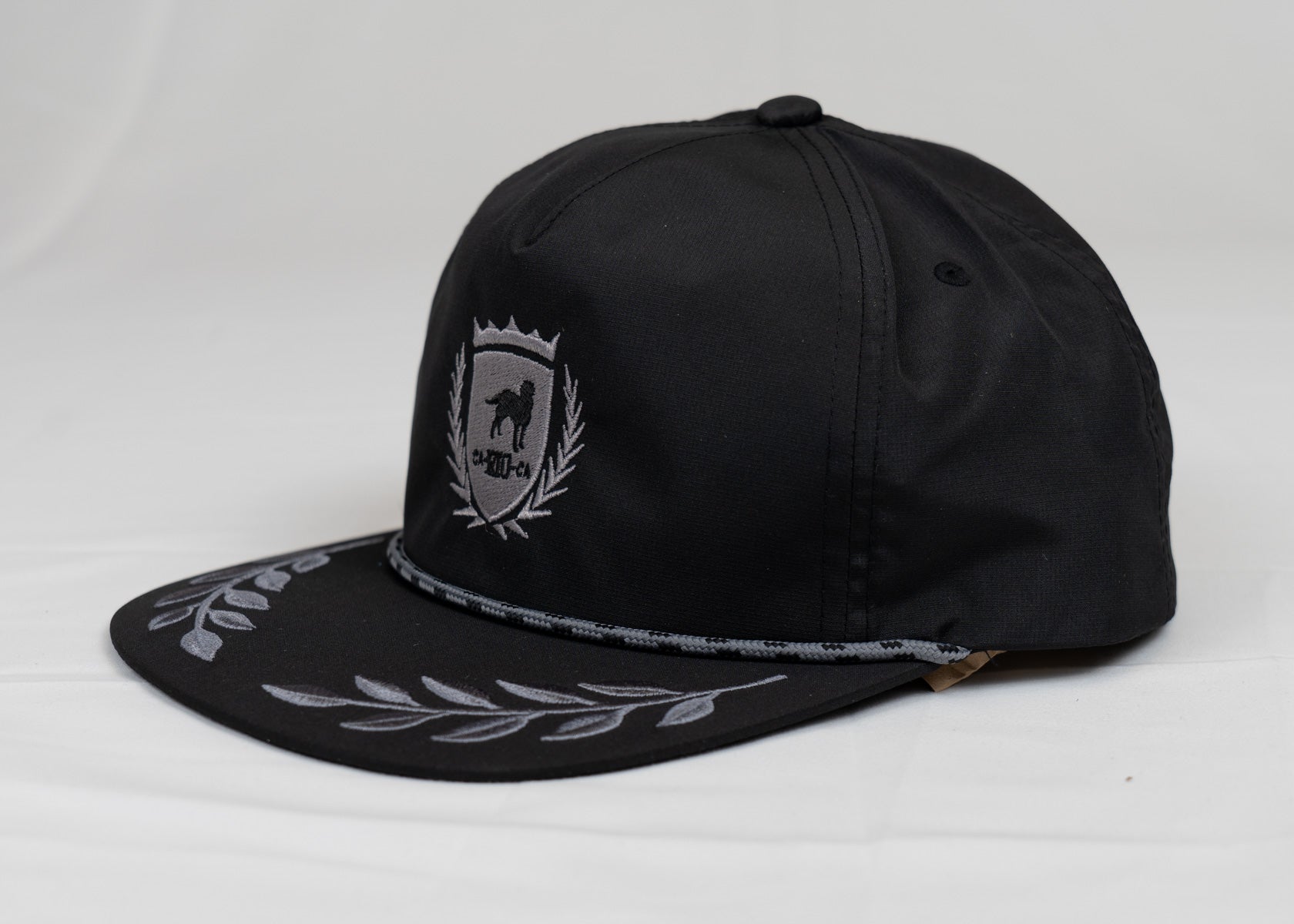 CA-RIO-CA Wappen-Logo, unstrukturierte Lorbeerblatt-Snapback-Kappe aus Seil